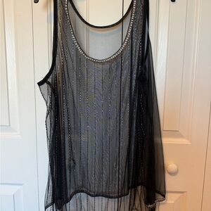 Sheer Black Beaded Sleeveless Top